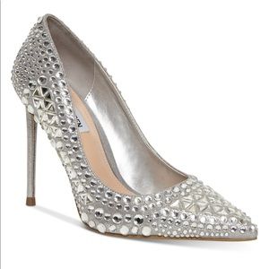 Silver Embellished Stiletto Heels
